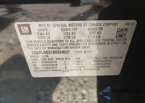 2017 GMC Terrain Sle-2 from USA, damaged, VIN 2GKFLNE31H6324597